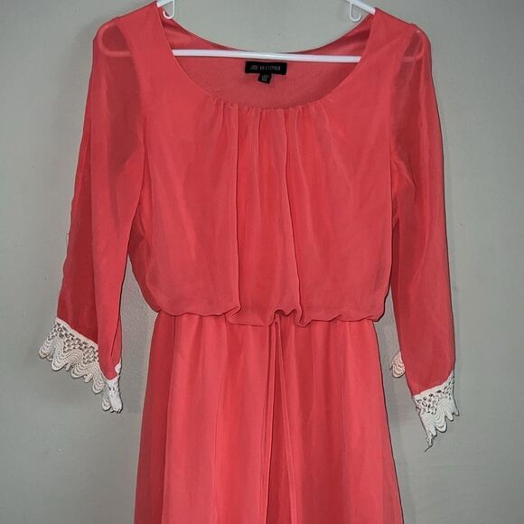 Jodi Kristopher coral cold shoulder dress with lace details size XS - Picture 1 of 9